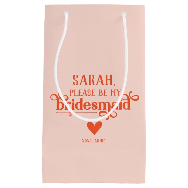 Personalized Modern Bridesmaid Proposal Small Gift Bag (Front)