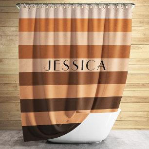Personalized Modern Brown Stripes  Shower Curtain