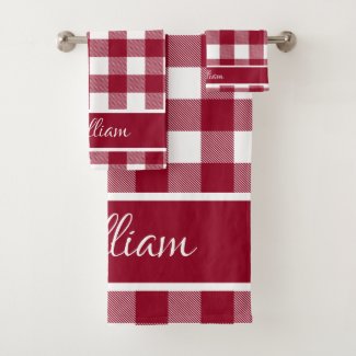 Personalized Modern Burgundy White Buffalo Checks