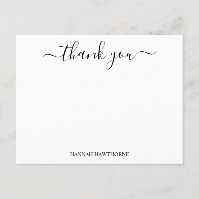 Personalized Modern Calligraphy Script Thank You Note Card (Front)