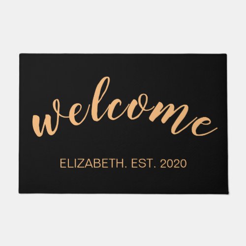 Personalized Modern Calligraphy Warm Welcome Doormat