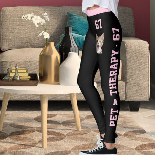 Personalized Modern Cat Mom Pink Black 67TH Womens Leggings