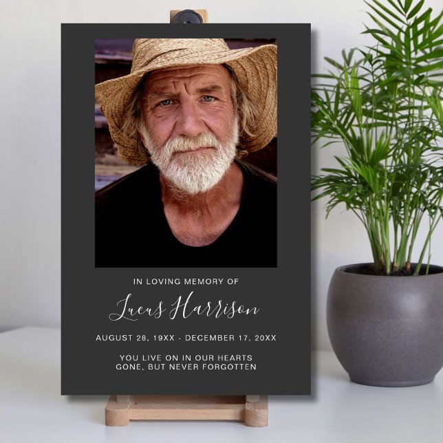 Personalized Modern Celebration of Life Funeral Foam Board ("In Loving Memory" Photo Memorial Sign)