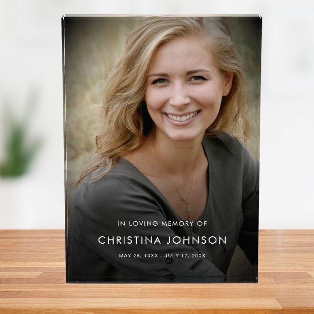 Personalized Modern Celebration of Life Funeral  Photo Block (Memorial Photo Block)