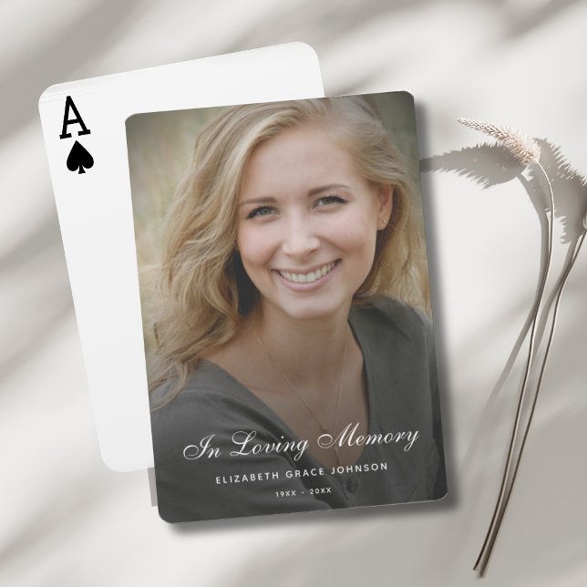 Personalized Modern Celebration of Life Funeral Poker Cards (Photo Memorial Playing Cards)