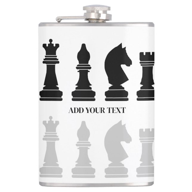 Personalized Modern Chess Piece Game  Flask (Front)