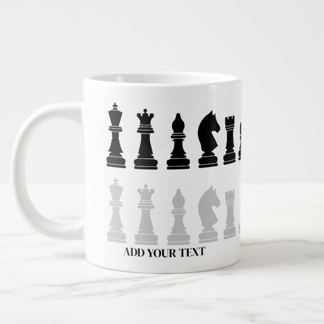 Personalized Modern Chess Piece Game  Giant Coffee Mug (Left)