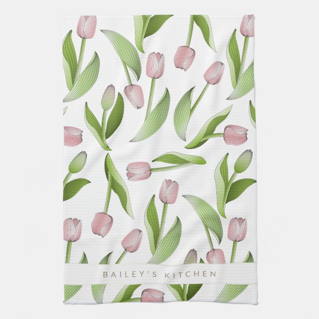 Personalized Modern Chic Floral Pattern Pink Tulip