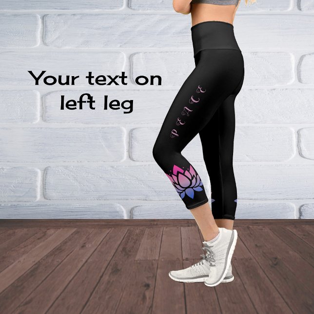 Personalized modern chic lotus flower custom text capri leggings (Creator Uploaded)