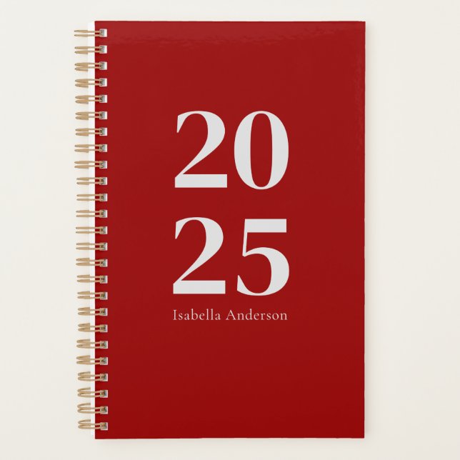 Personalized Modern Chic Red Wine Monthly/Weekly Planner (Front)