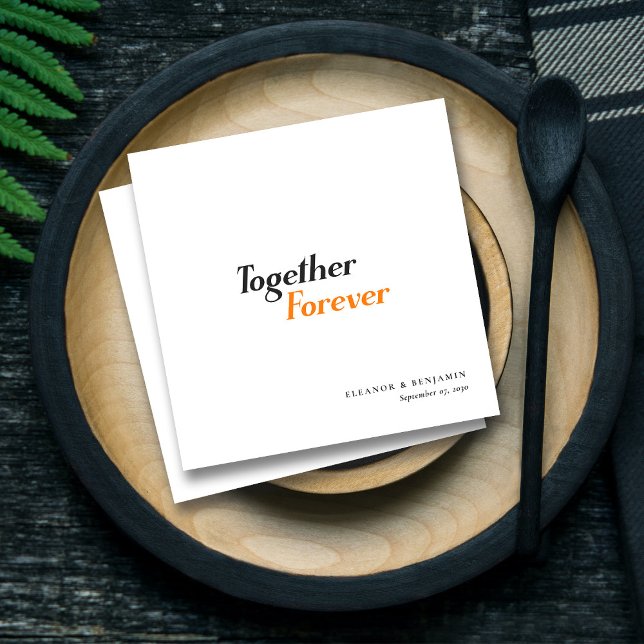 Personalized Modern Chic Wedding Napkins (Personalized Modern Chic Wedding_ Together Forever Napkins)