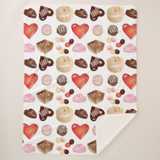 Personalized Modern Chocolate Candy Heart Pattern Sherpa Blanket