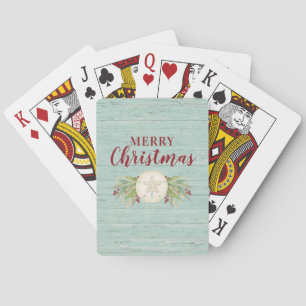 Personalized Modern Christmas Beach Poker Cards