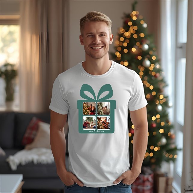 Personalized Modern Christmas Photo Gift Box  T-Shirt (Creator Uploaded)