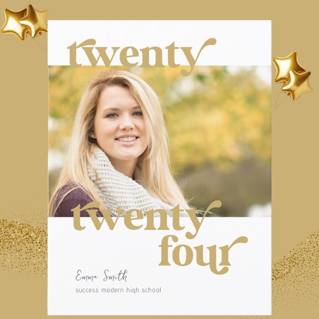 Personalized Modern Class of 2024 Photo Graduation Postcard (Celebrate and honor your graduate with this modern looking graduation announcement. )