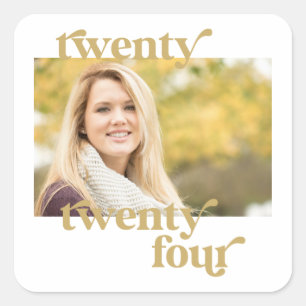 Personalized Modern Class of 2024 Photo Graduation Square Sticker