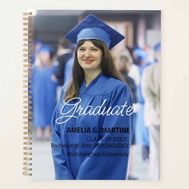 Personalized Modern Class of Graduation Name Photo Planner (Front)