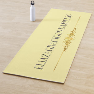 Personalized Modern Classic Cream Black with Name Yoga Mat