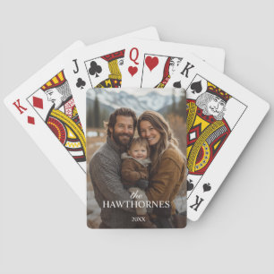 Personalized Modern Classic Family Name Photo Poker Cards