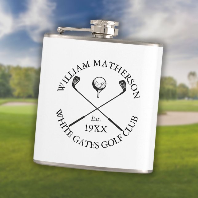 Personalized Modern Classic Golf Club Name Flask (Creator Uploaded)