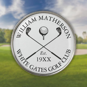 Personalized Modern Classic Golf Club Name Golf Ball Marker
