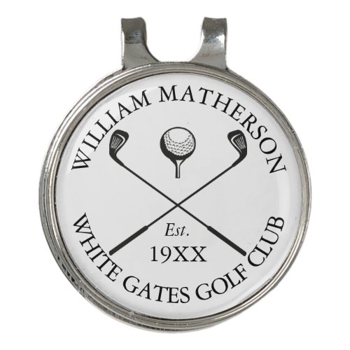 Personalized Modern Classic Golf Club Name Golf Hat Clip