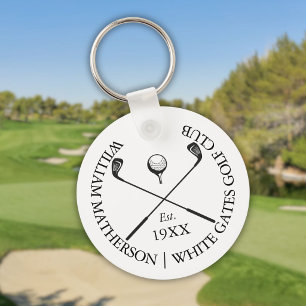 Personalized Modern Classic Golf Club Name Keychain