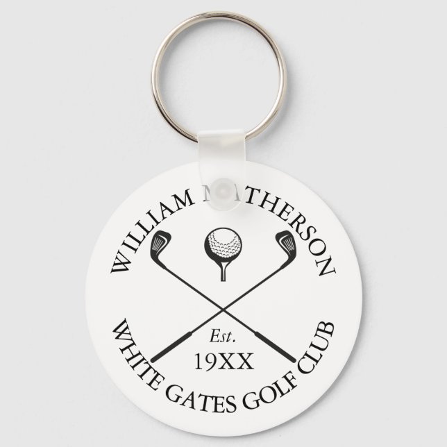 Personalized Modern Classic Golf Club Name Keychain (Front)