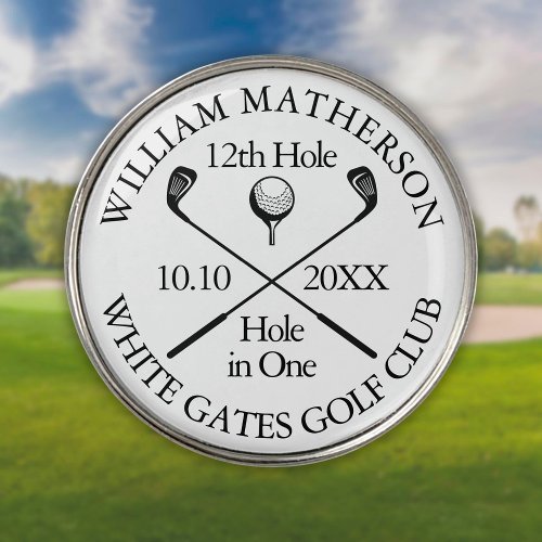 Personalized Modern Classic Hole in One  Golf Ball Marker