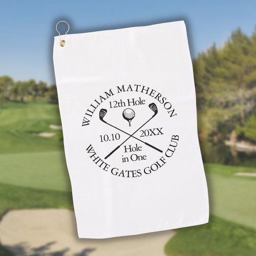 Personalized Modern Classic Hole in One Golf Towel