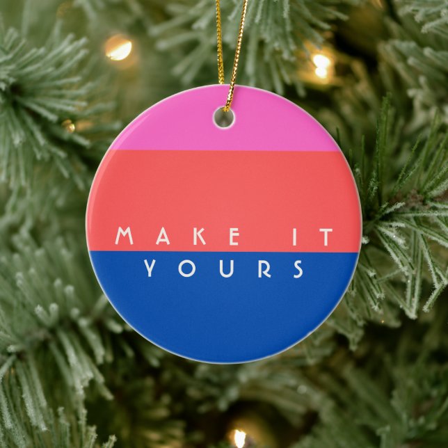 Personalized Modern Color Block Pattern Ceramic Ornament (Tree)