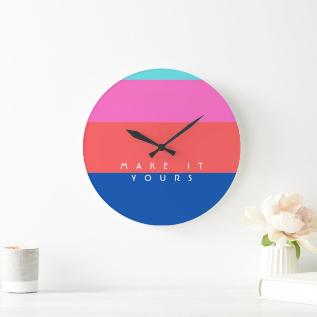 Personalized Modern Color Block Pattern Large Clock (Home)