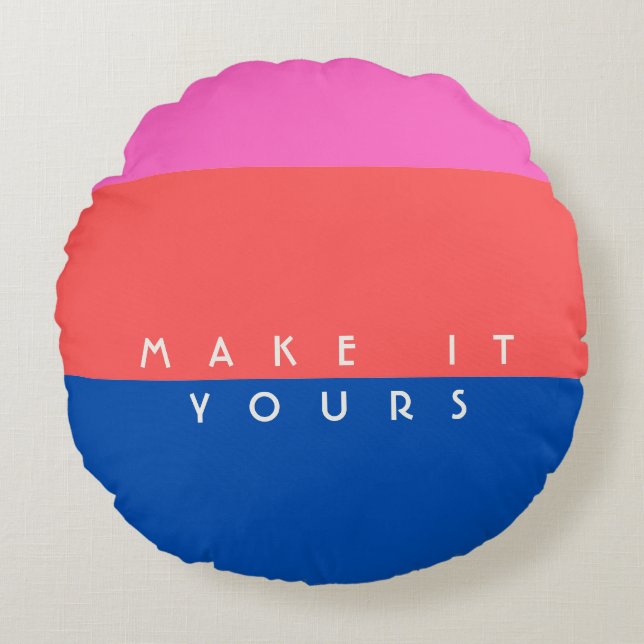 Personalized Modern Color Block Pattern Round Pillow (Front)