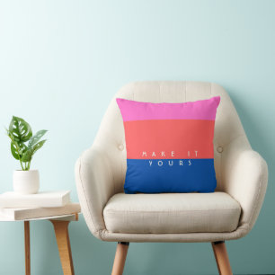 Personalized Modern Color Block Pattern Throw Pillow