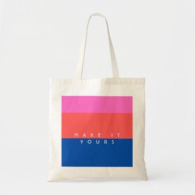 Personalized Modern Color Block Pattern Tote Bag (Front)