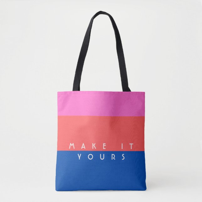 Personalized Modern Color Block Pattern Tote Bag (Front)