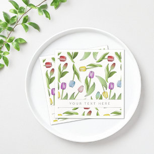 Personalized Modern Colorful Tulip Floral Pattern Napkins