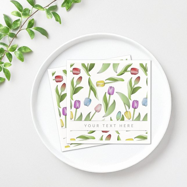 Personalized Modern Colorful Tulip Paper Napkins (Creator Uploaded)