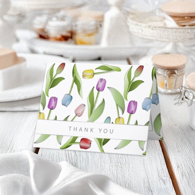 Personalized Modern Colorful Tulip Thank You Card (Creator Uploaded)