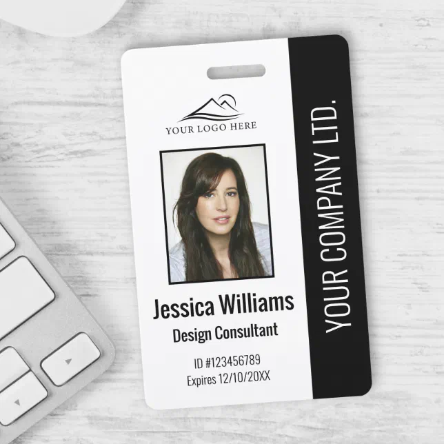 Personalized Modern Corporate Employee Black ID Badge | Zazzle