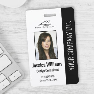 Personalized Modern Corporate Employee Black ID Badge