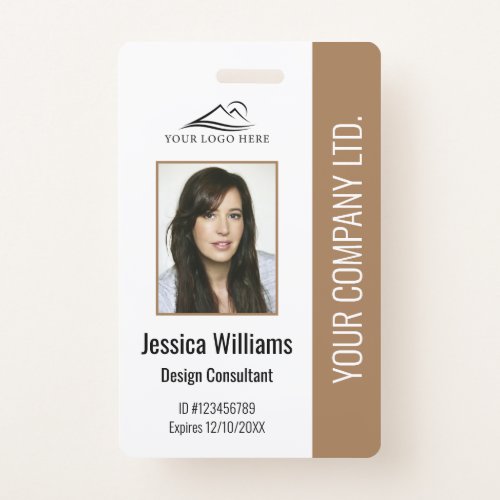 Personalized Modern Corporate Employee Brown ID Badge
