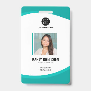 Personalized Modern Corporate Employee ID Green Badge