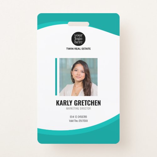Personalized Modern Corporate Employee ID Green Badge