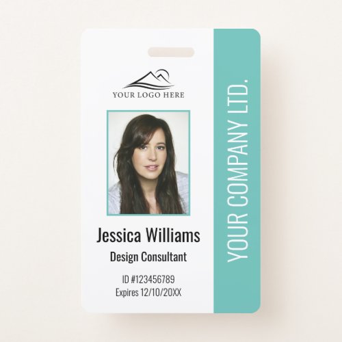 Personalized Modern Corporate Employee Teal ID Badge