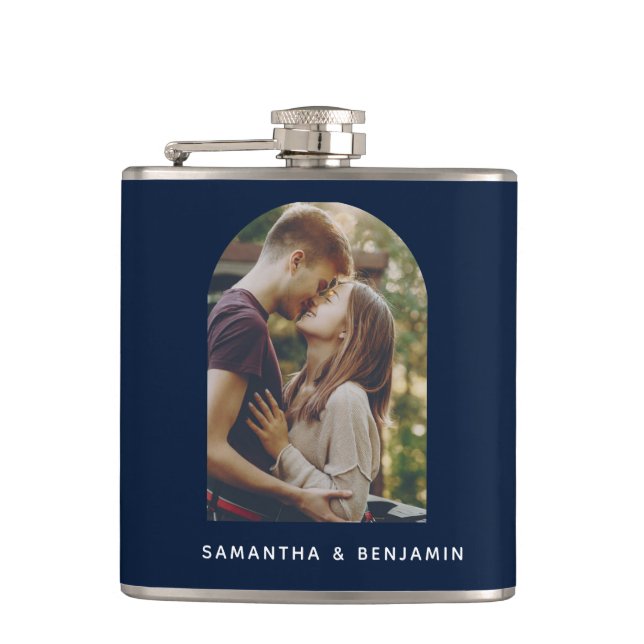 Personalized Modern Couple Photo Flask (Front)