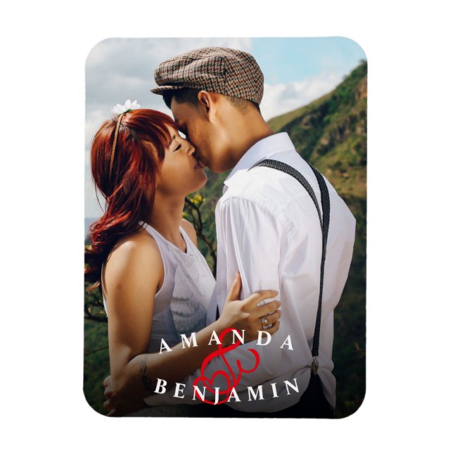 Personalized Modern Couple Photo Magnet (Vertical)