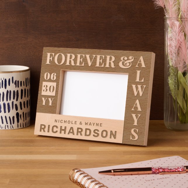 Personalized Modern Couples Name Wedding Date Gift Engraved Frames (Left)