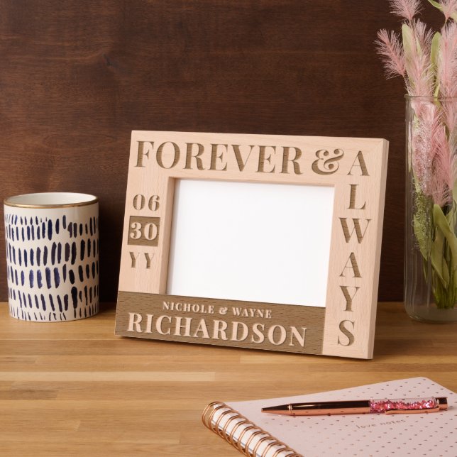 Personalized Modern Couples Name Wedding Date Gift Engraved Frames (Left)