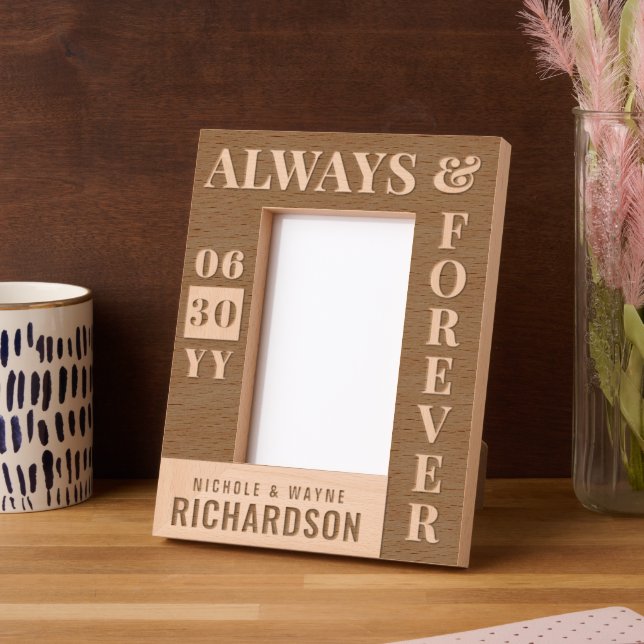 Personalized Modern Couples Name Wedding Date Gift Engraved Frames (Left)